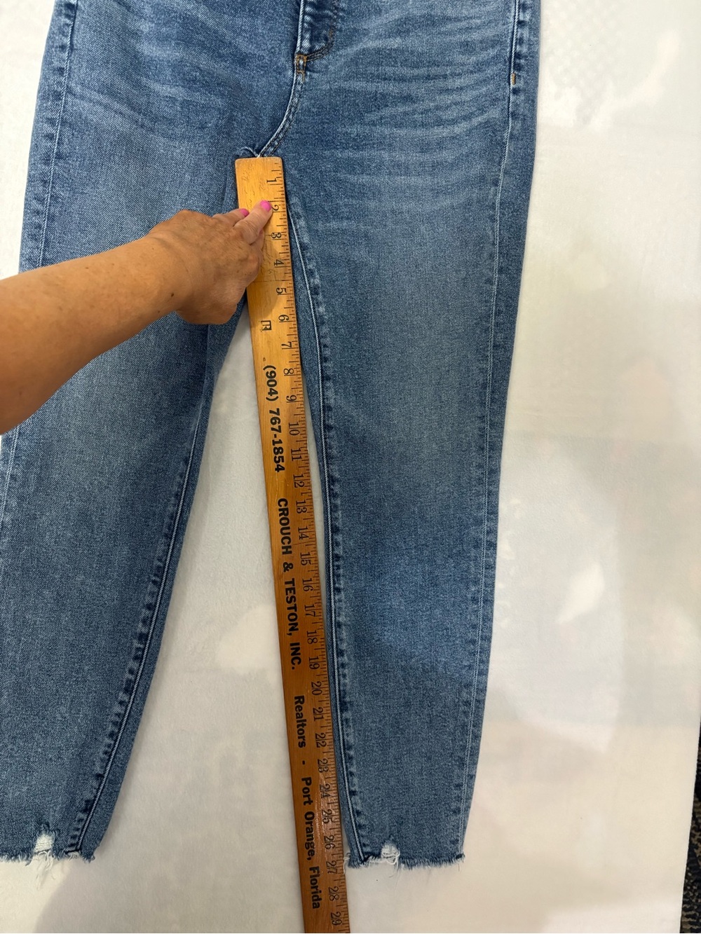 LOFT Women's High Rise Skinny Jeans in Dark Blue with Distressed Details SIZE 10 - Picture 9 of 9